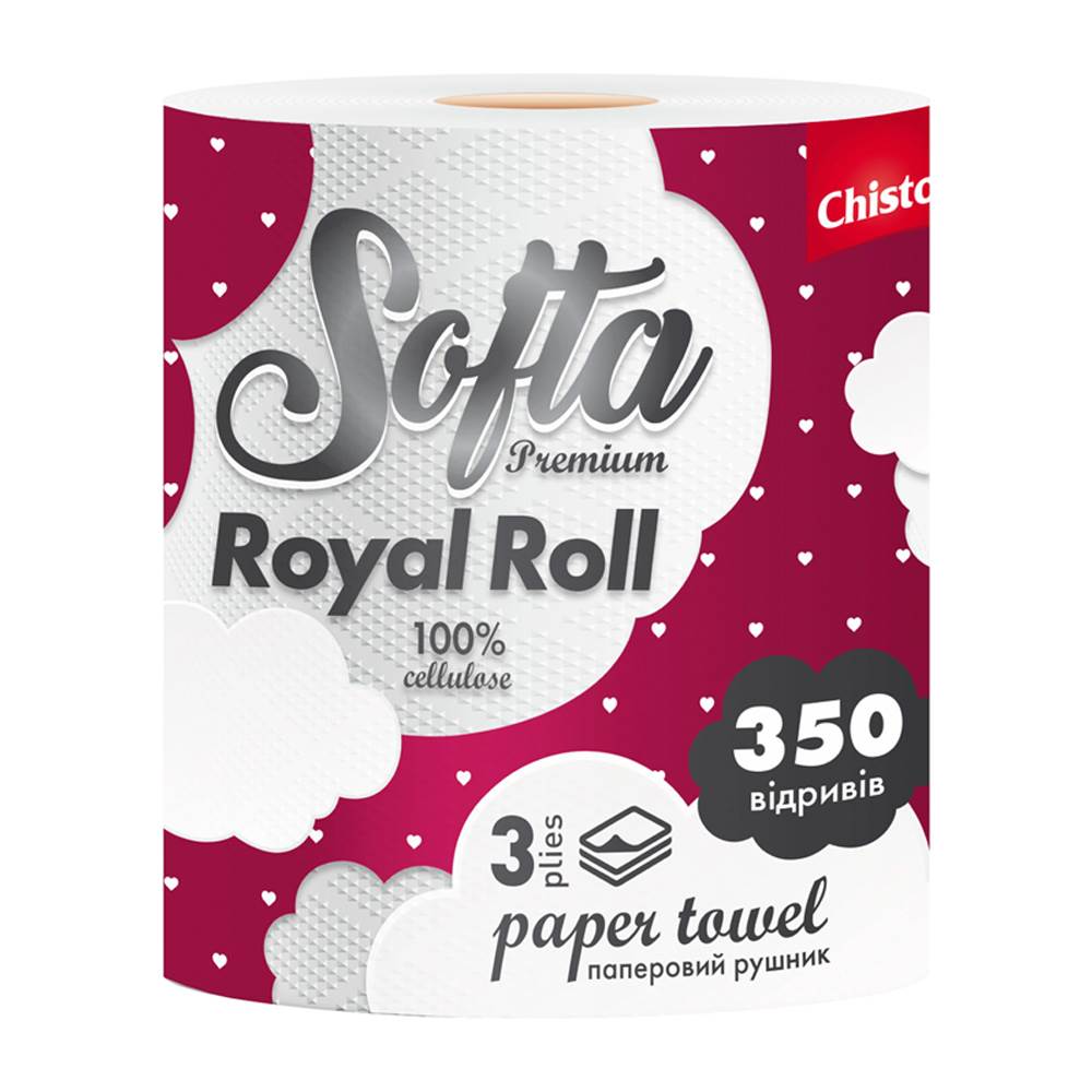 Рушник паперовий Softa Chisto білий, 3-х шар.