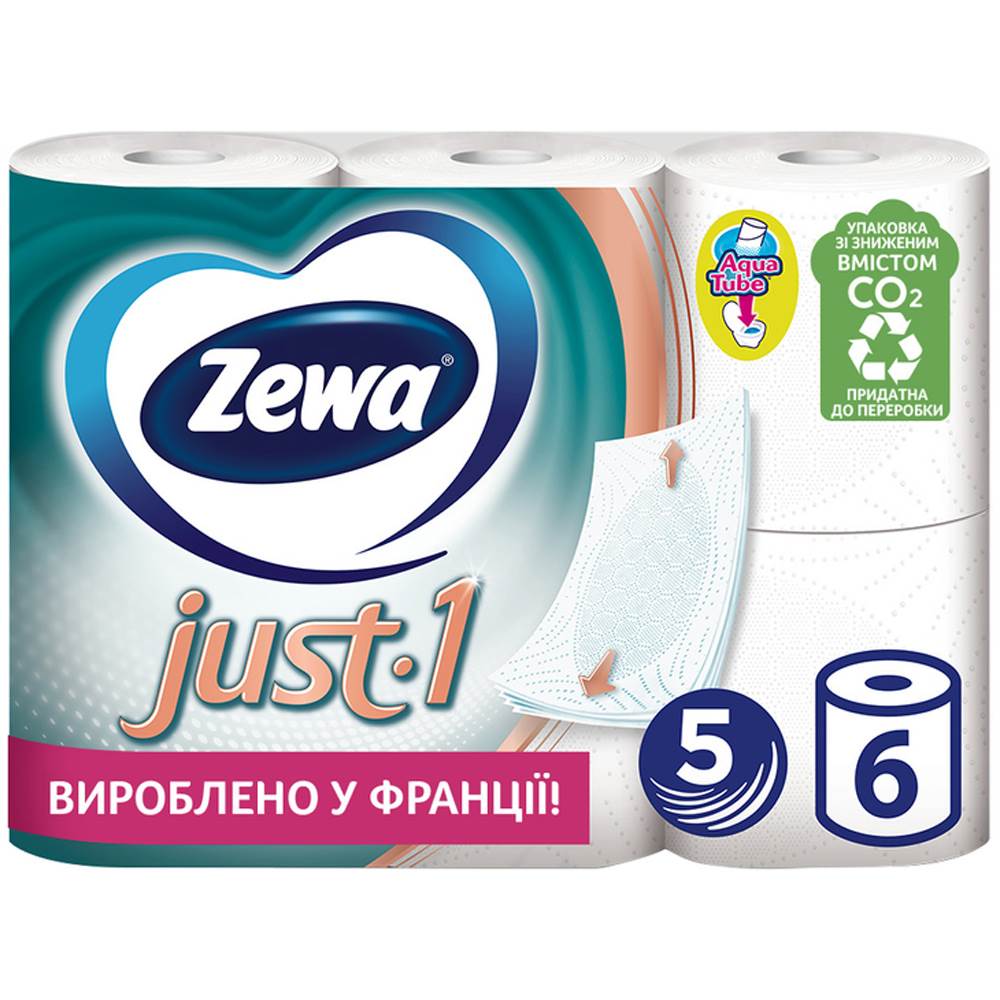 Туалетний папір Zewa Just (6) білий 5-ти шаровий