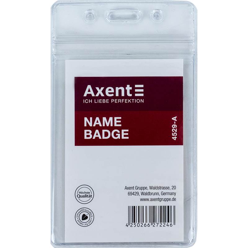 Бейдж прозорий 54*82мм zip lock Axent 4529