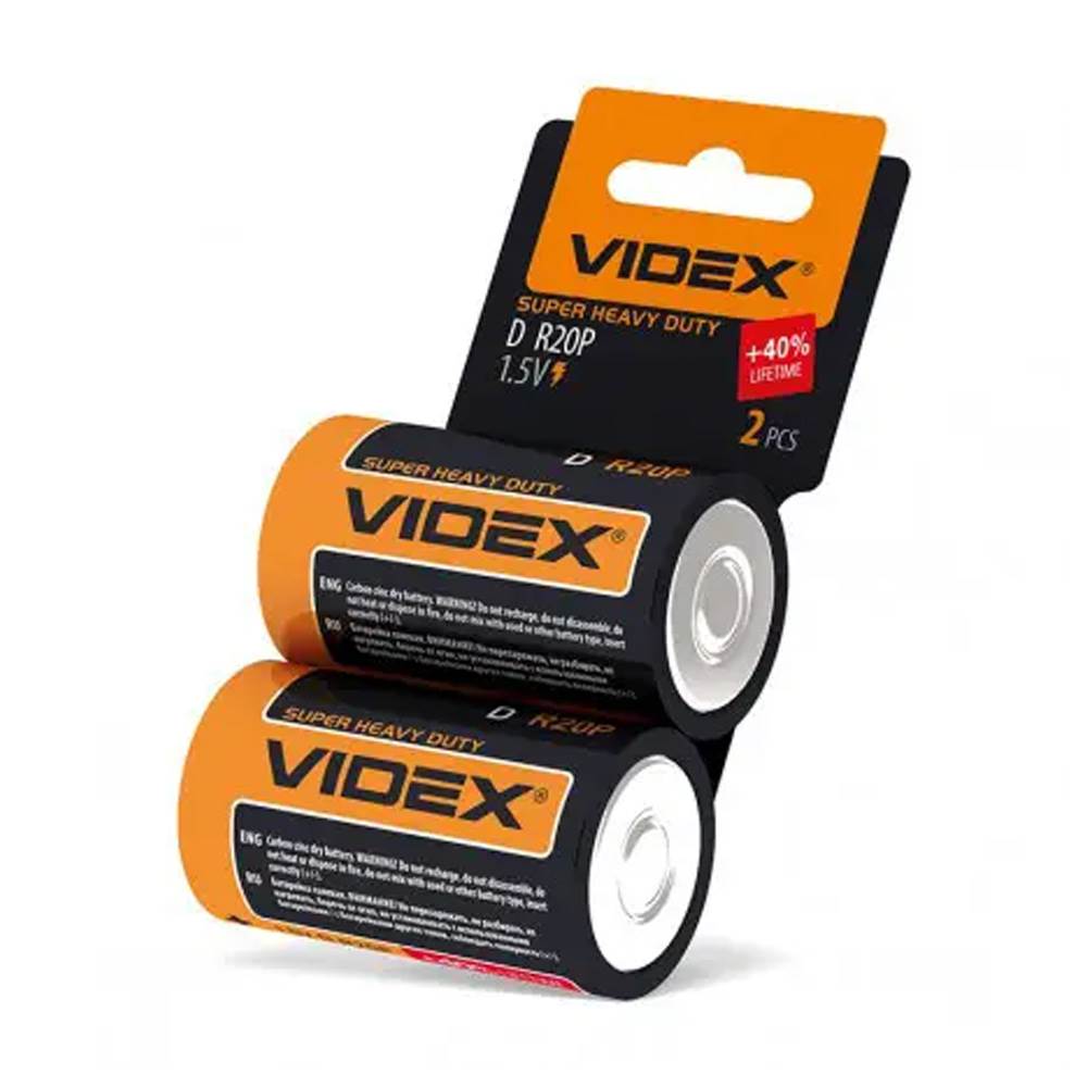 Батарейка Videx R20 сольові 2шт