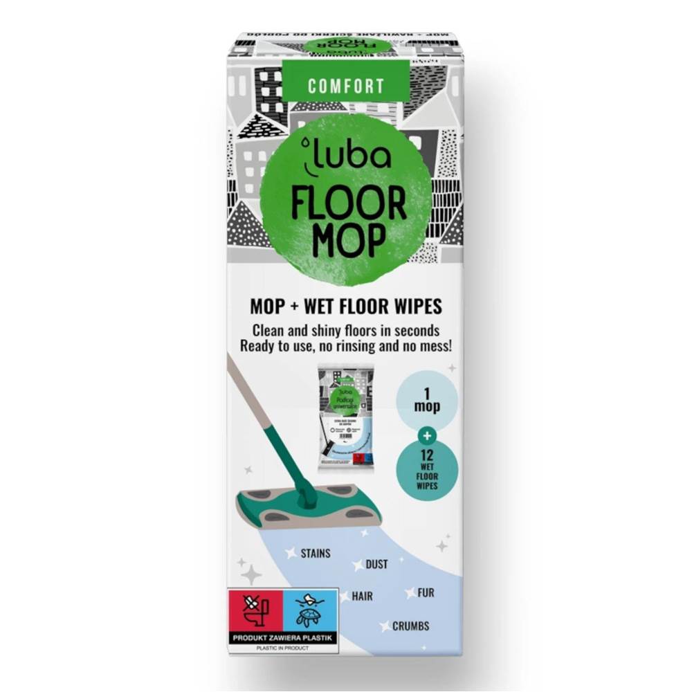 Швабра з рукояткою Luba Comfort + вологі серветки